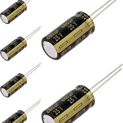6 x Aluminum Electrolytic Capacitor 680uF 25V 20% 10x20mm FM Radial Panasonic - EEU-FM1E681