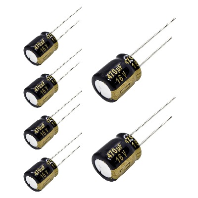 6 x Aluminum Electrolytic Capacitor 470uF 16V 20% 10x12mm FM Radial Panasonic - EEU-FM1C471